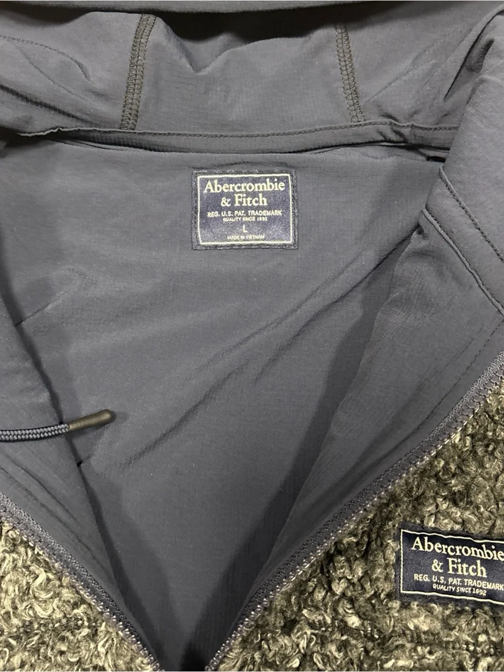 ABERCROMBIE & FITCH Men's Gray Cozy Sherpa Jacket Size Large